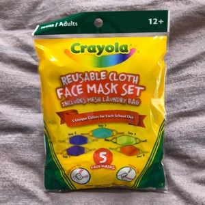 New Crayola face masks. Multiple color 5 pack. Teen/Adult sized. These are great